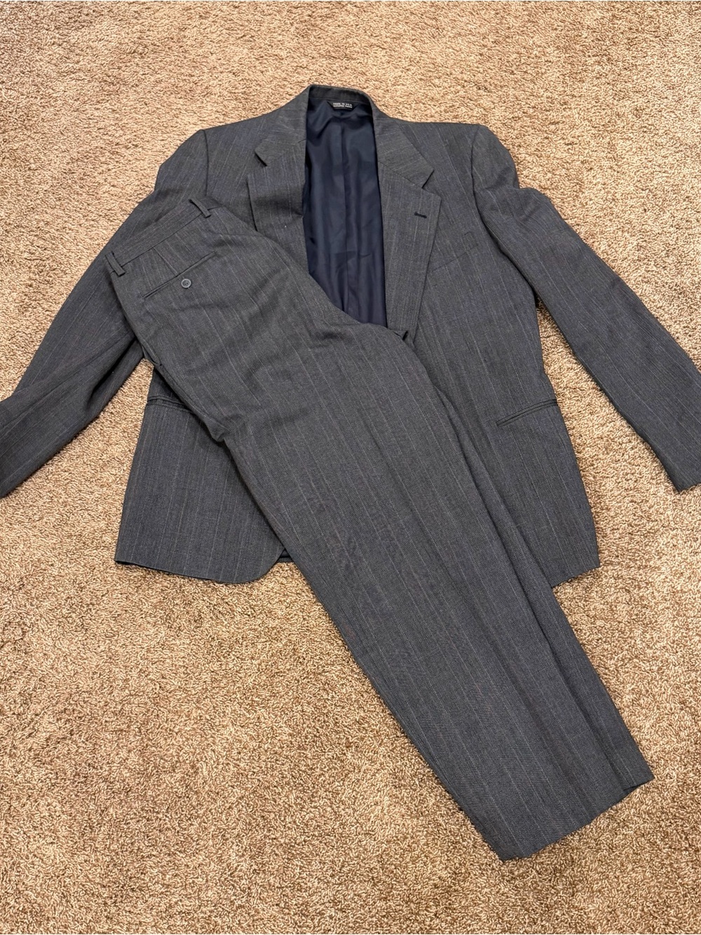 Perry Ellis Men's Charcoal Gray Pinstripe Suit - Two-Piece